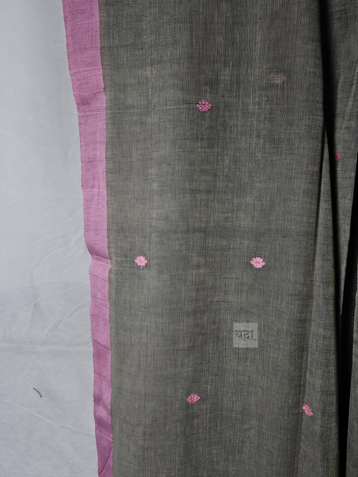 Handwoven Tangail Pure Cotton Saree in Grey – Elegant & Comfortable