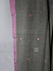 Handwoven Tangail Pure Cotton Saree in Grey – Elegant & Comfortable