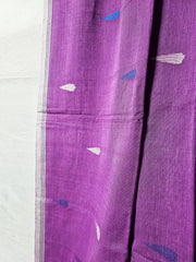 Handwoven Purple Tangail Pure Cotton Saree with Intricate Jamdani Weaving