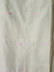Elegant Bengal Cotton Saree – Green with Pink Design | Handwoven Beauty