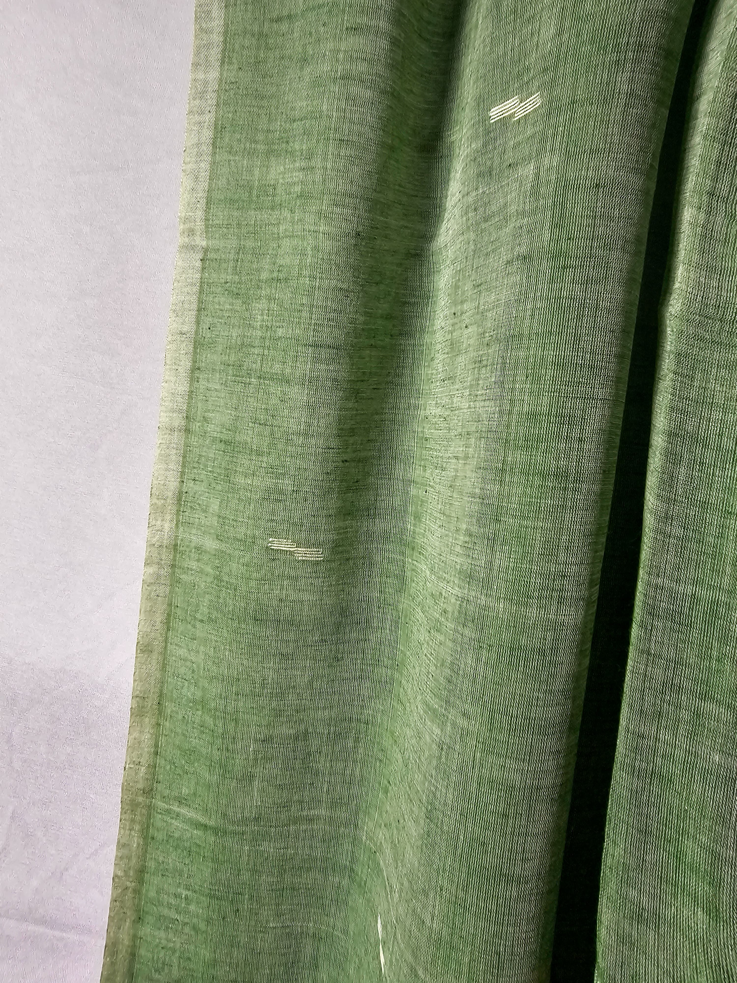 Soothing Green Shantipuri Pure Cotton Saree - Lightweight & Breathable