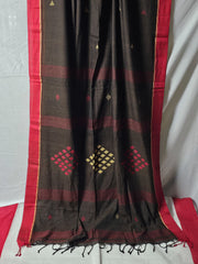 Handwoven Brown Tangail Pure Cotton Saree – Elegant & Lightweight
