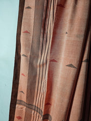 Handwoven Soft Peach-Pink Tangail Pure Cotton Saree – Lightweight & Elegant