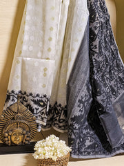 Exquisite Dhakai Jamdani in White & Black – Timeless Handwoven Elegance