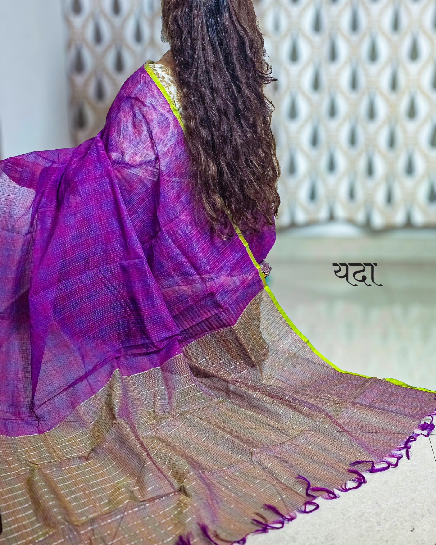 Handwoven Kota Doria Sari with Light Zari Pallu in Pure Cotton