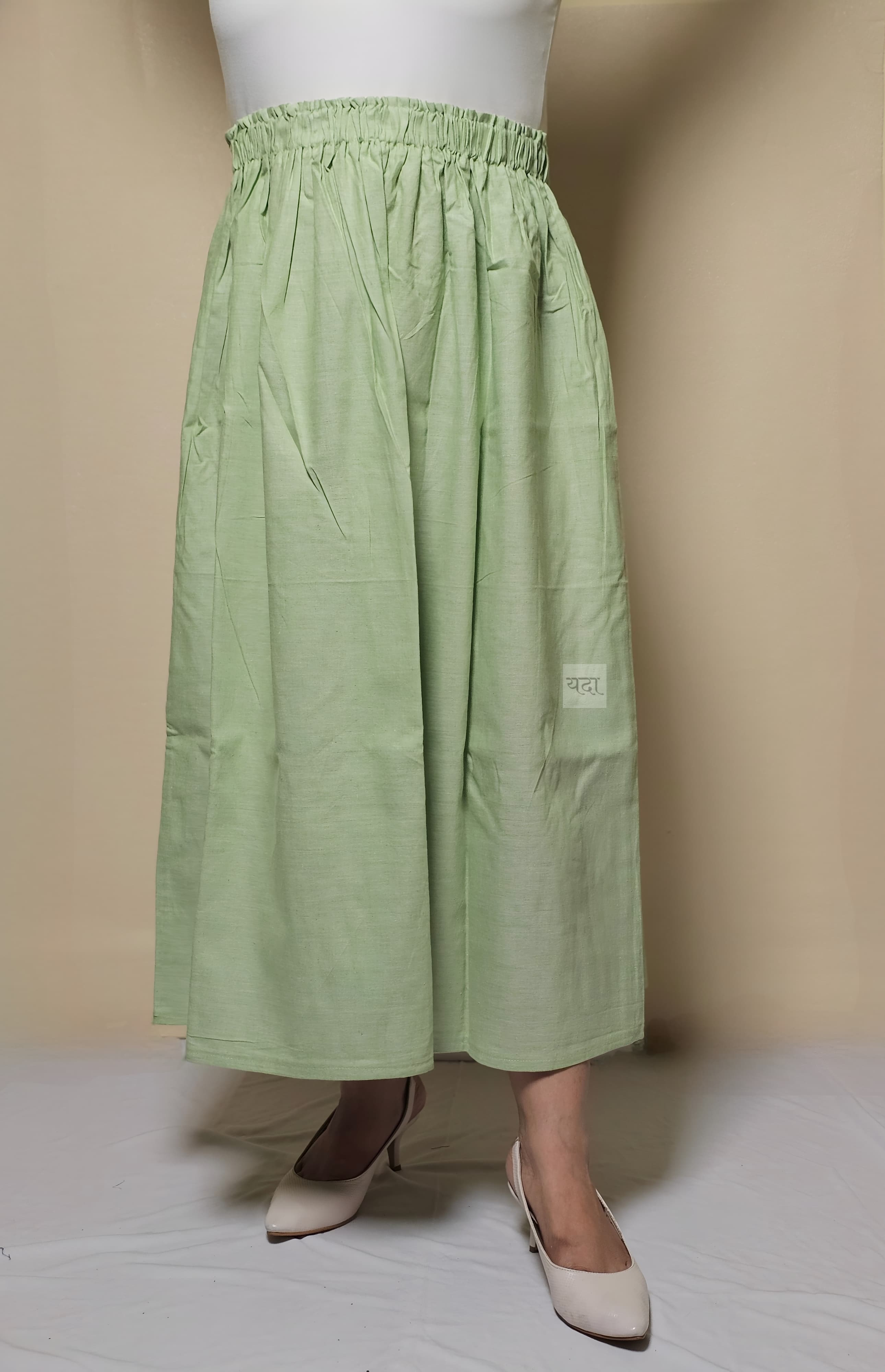 Stylish Green Cotton Skirt – Comfortable & Trendy Parrot Green Skirt