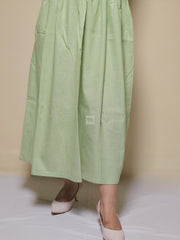 Stylish Green Cotton Skirt – Comfortable & Trendy Parrot Green Skirt